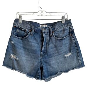 Madewell‎ Denim Shorts Curvy Relaxed Distressed Frayed Hem Size 26